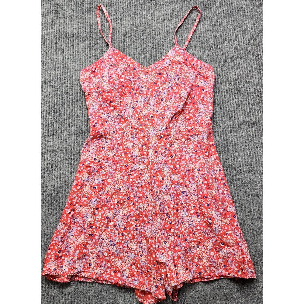 Sincerely Jules Red Floral Ditsy Print Romper Smocked Back Size M